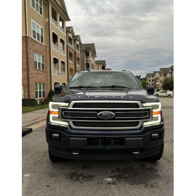 Ford F-150 Limited after professional exterior detailing, showcasing a clean front end, polished tri 
