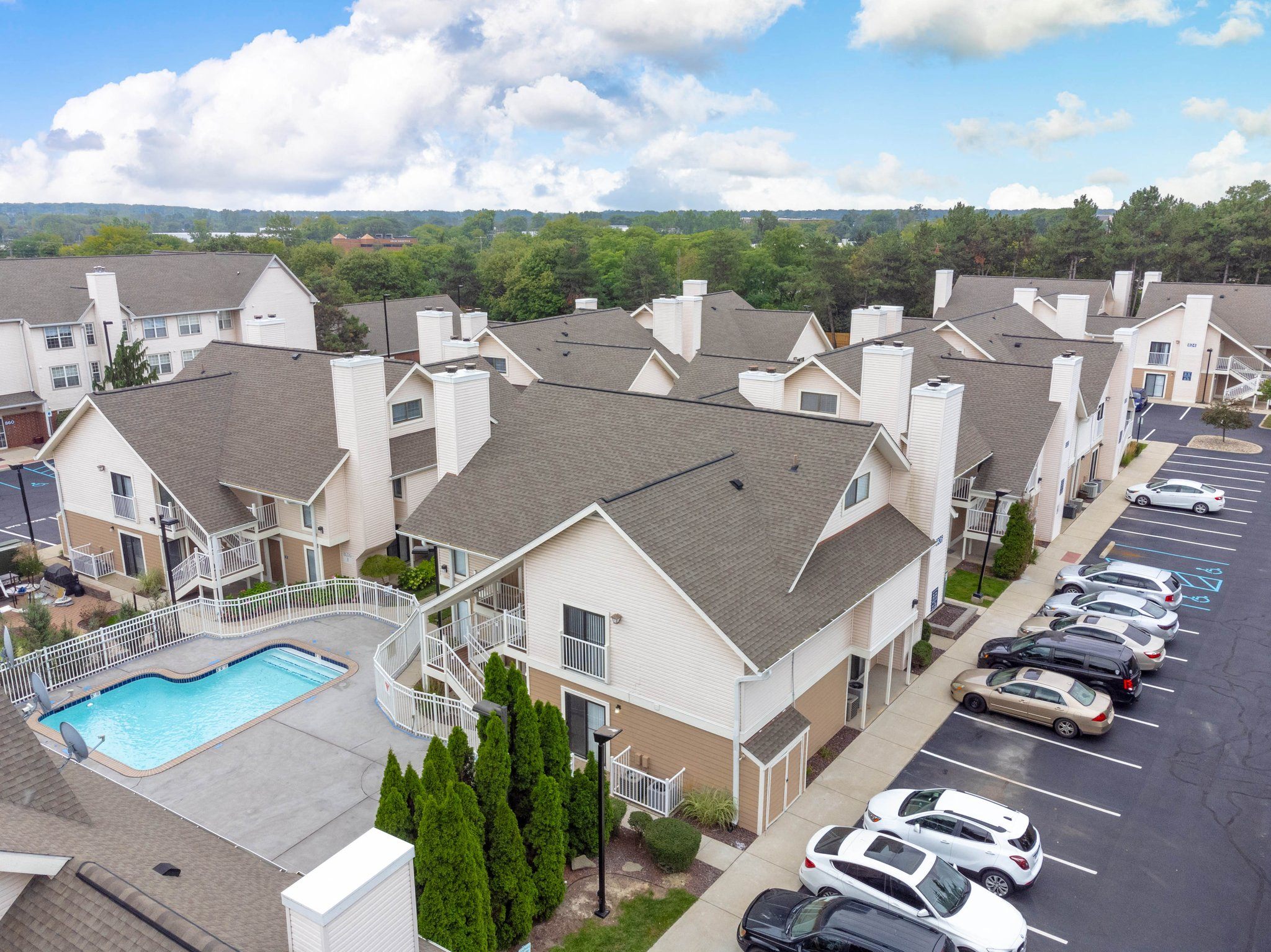Property aerial view at AVIA Lofts on Victors Way in Ann Arbor, MI