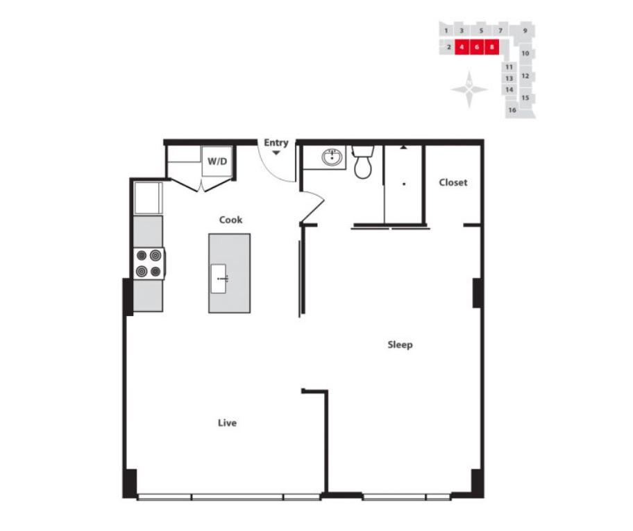 Seven at Broadway 1 Bedroom Plus Apartment Floor Plan