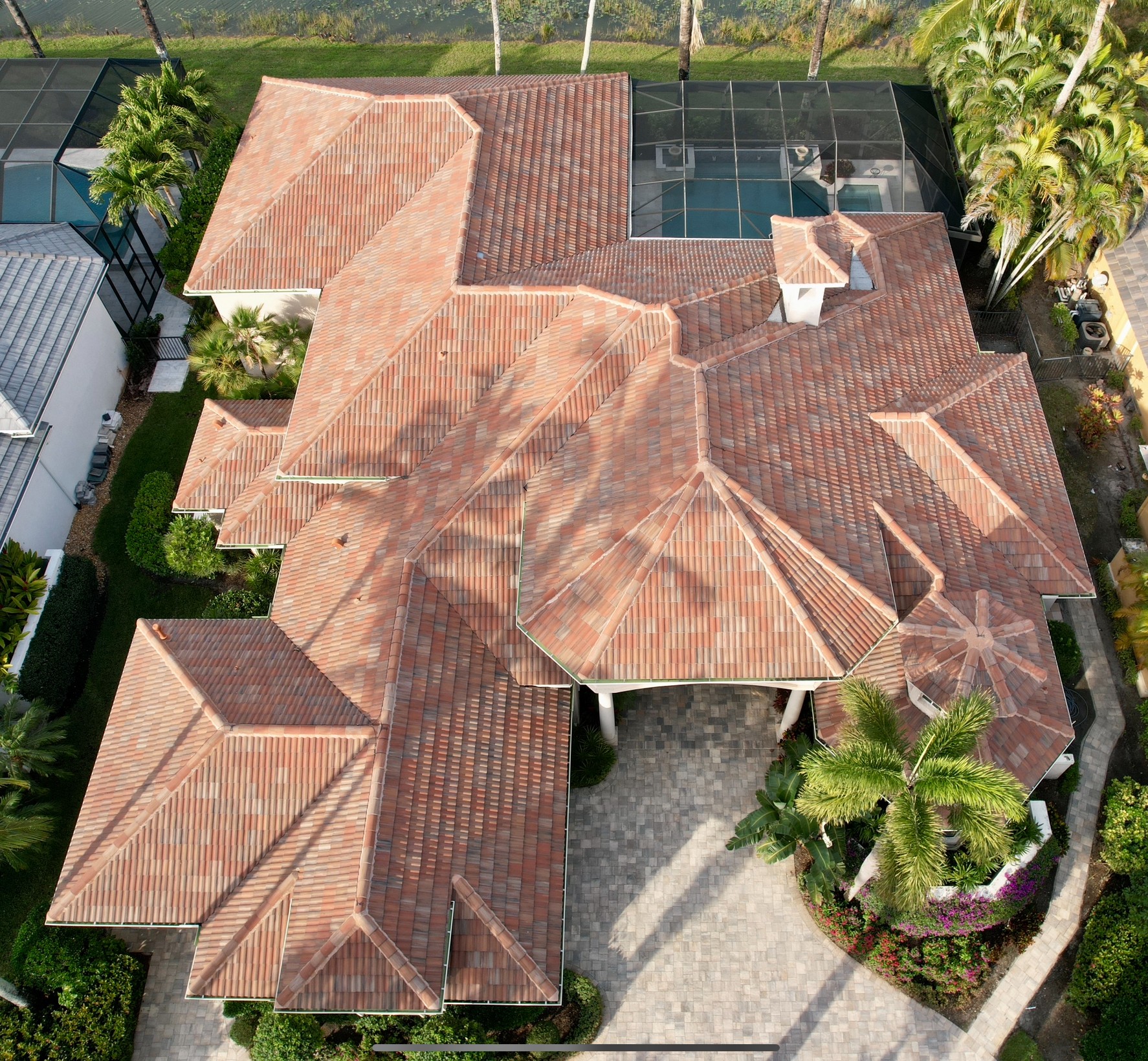 We replaced this roof and installed a barrel tile from Eagle called Floridian Blend.
