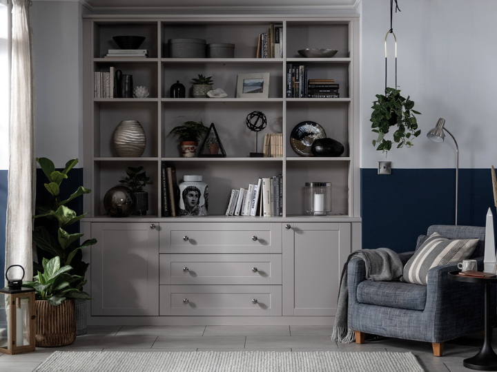 Shaker Fitted Bookcase in Stone Sharps Fitted Furniture Harrogate Harrogate 01423 562381