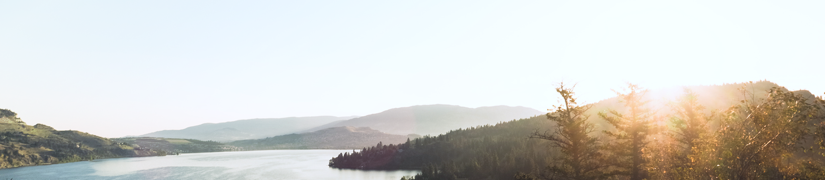 Large lake surrounded by mountains and trees.