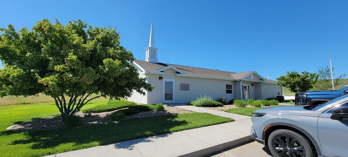 Entrance to the Sandhills church building of The Church of Jesus Christ of Latter-Day Saints.