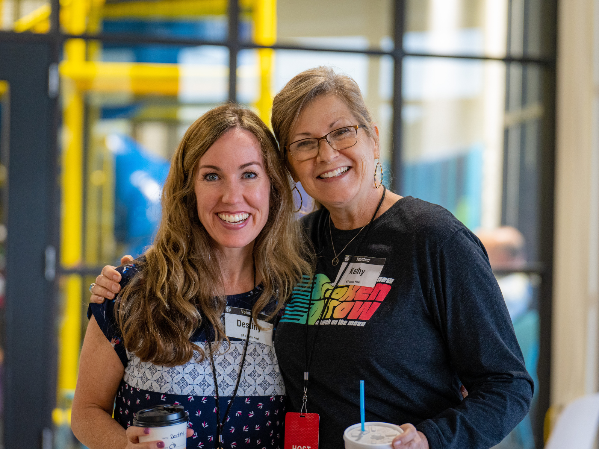 Two ladies smiling at Church on the Move in Broken Arrow, Oklahoma