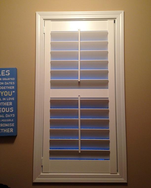 A single Composite Shutter is often the ideal solution for a single window like this one, which is a Budget Blinds of Knoxville & Maryville Knoxville (865)588-3377