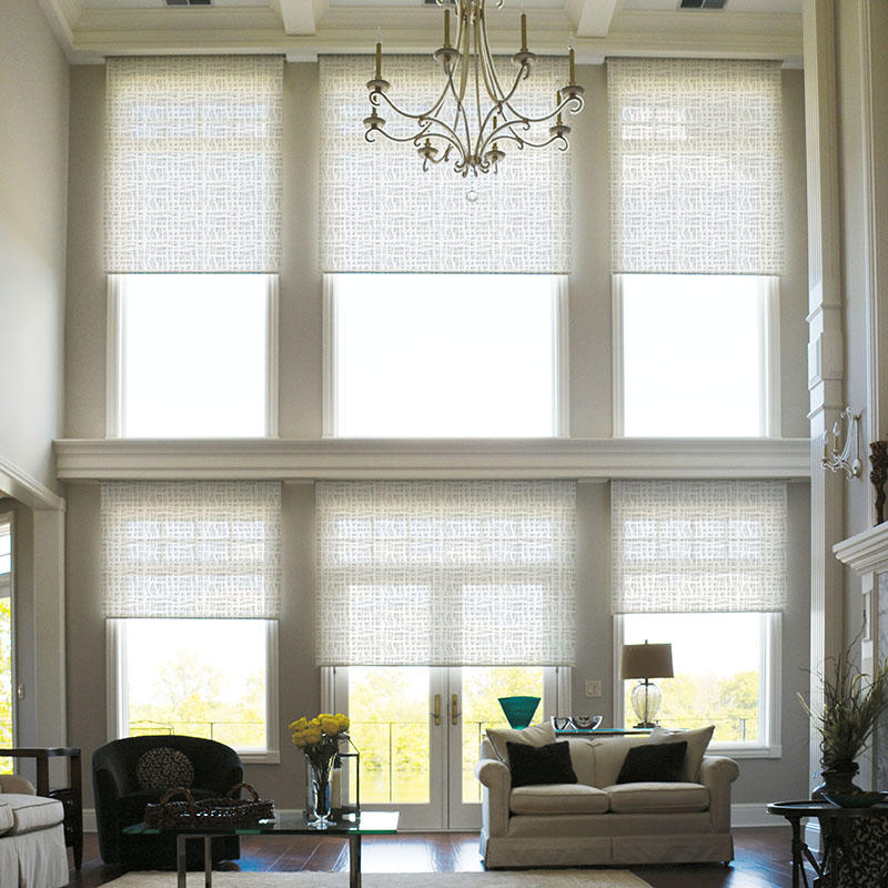 Light Filtering Natural Woven Wood Shades add elegance to this home