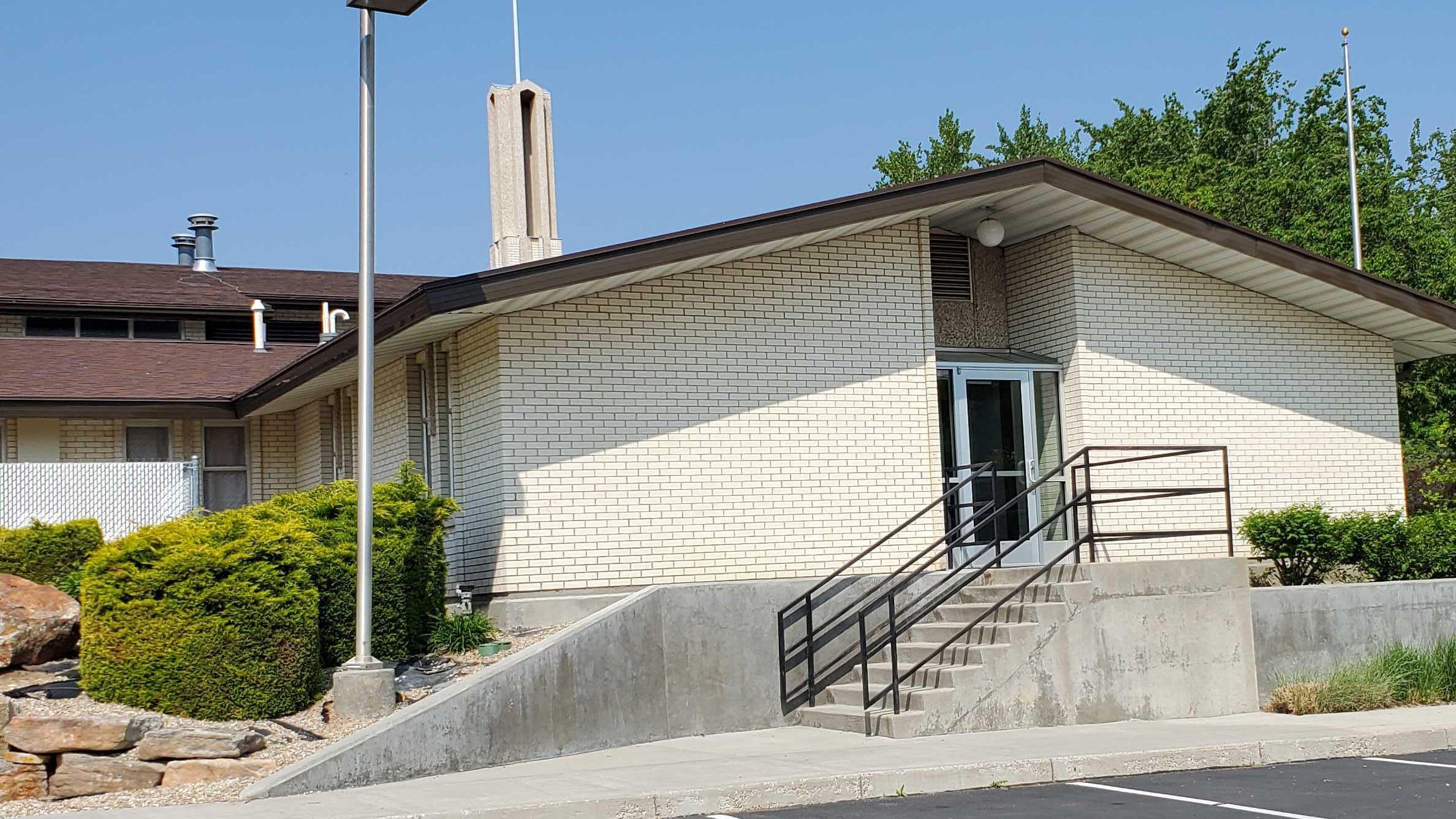 East side of the building from parking lot.