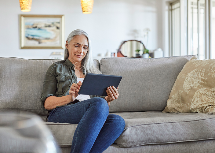 A client reviewing an eDocument on their tablet.
