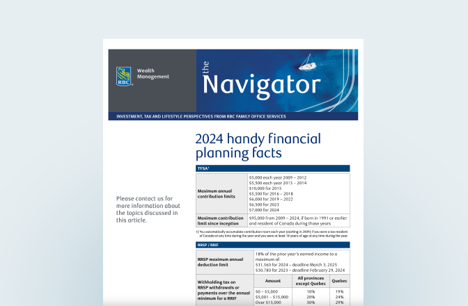 First page of the handy financial planning facts guide.