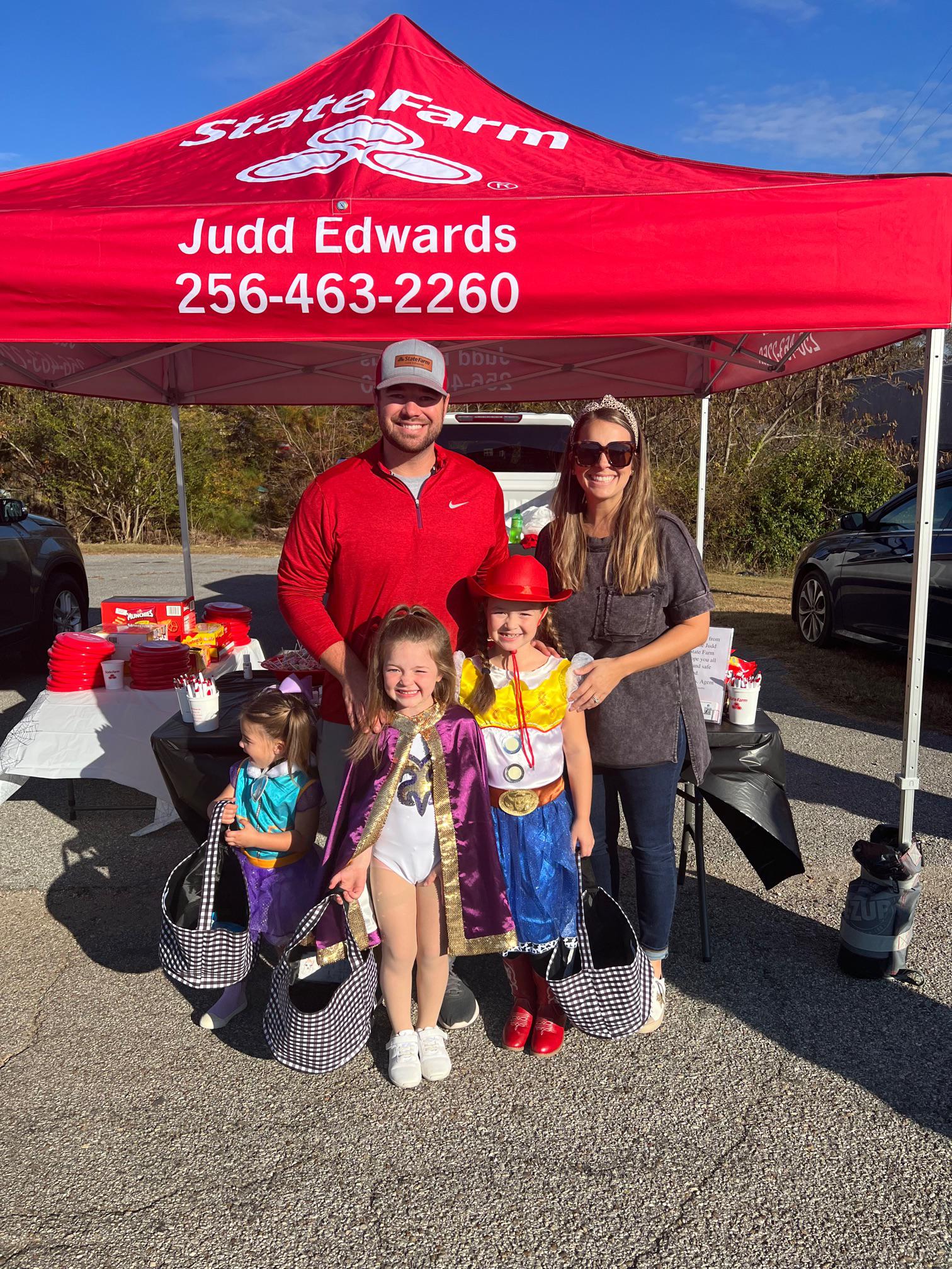 Judd Edwards State Farm insurance agent and family celebrating Halloween event