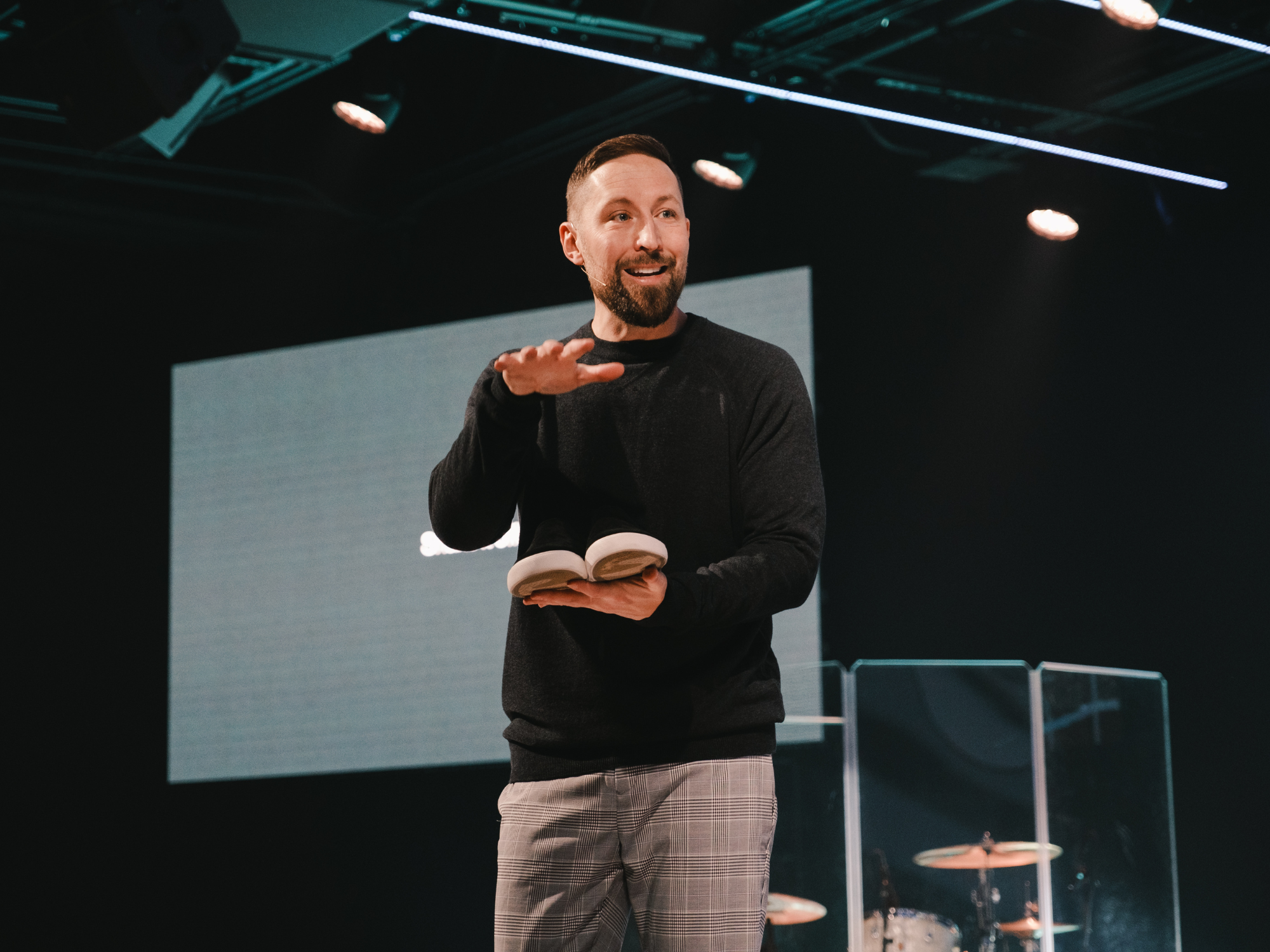 Senior Pastor Ethan Vanse speaking at Church on the Move in Broken Arrow, Oklahoma