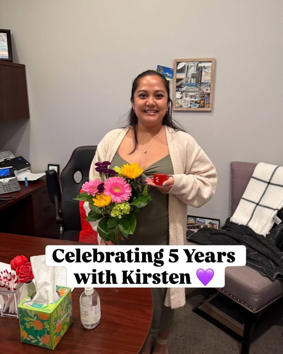 Celebrating Kirsten today. Five years of growth, leadership, and positivity. From day one to Office Manager, you have become such an important part of our team. Thank you for everything you do to keep us organized, supported, and moving forward. We are so lucky to have you. Happy 5 years, Kirsten.