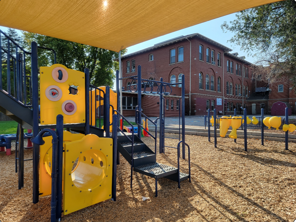 In addition to well-equipped classrooms, Mount Saint Vincent Preschool has a well-equipped playground.