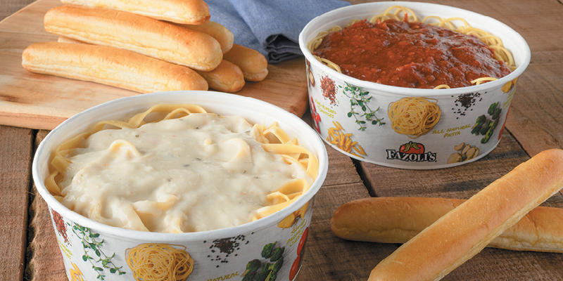 Family Fresh Tossed Duo - Fettuccine Alfredo & Choice of Spaghetti with Meat or Marinara + 8 Breadsticks