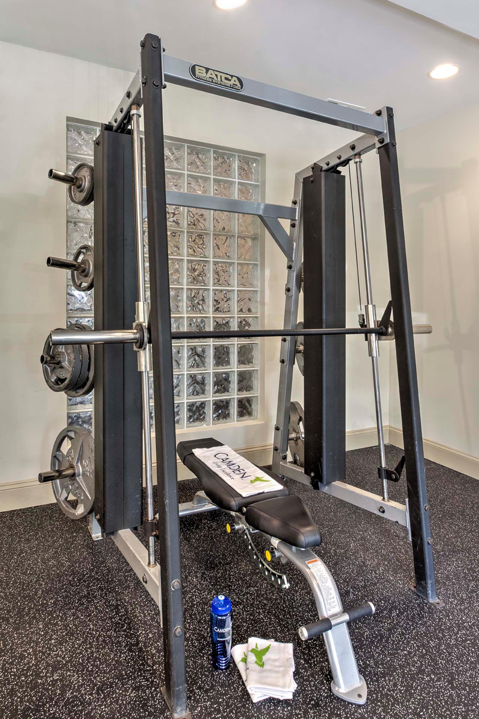 Expansive fitness center free weights