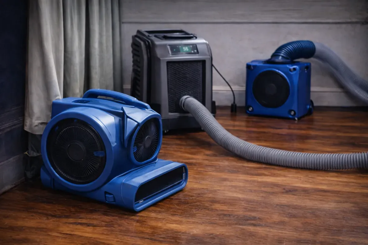 Air movers drying the floor
Flood mitigation
mold remediation