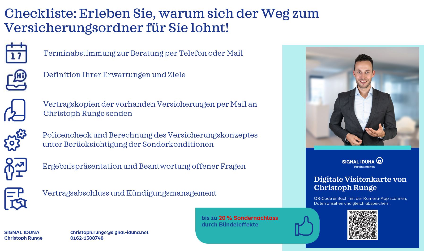 Checkliste zum personlichen Versicherungsangebot bei Signal Iduna Versicherung und Finanzen Christoph Runge.