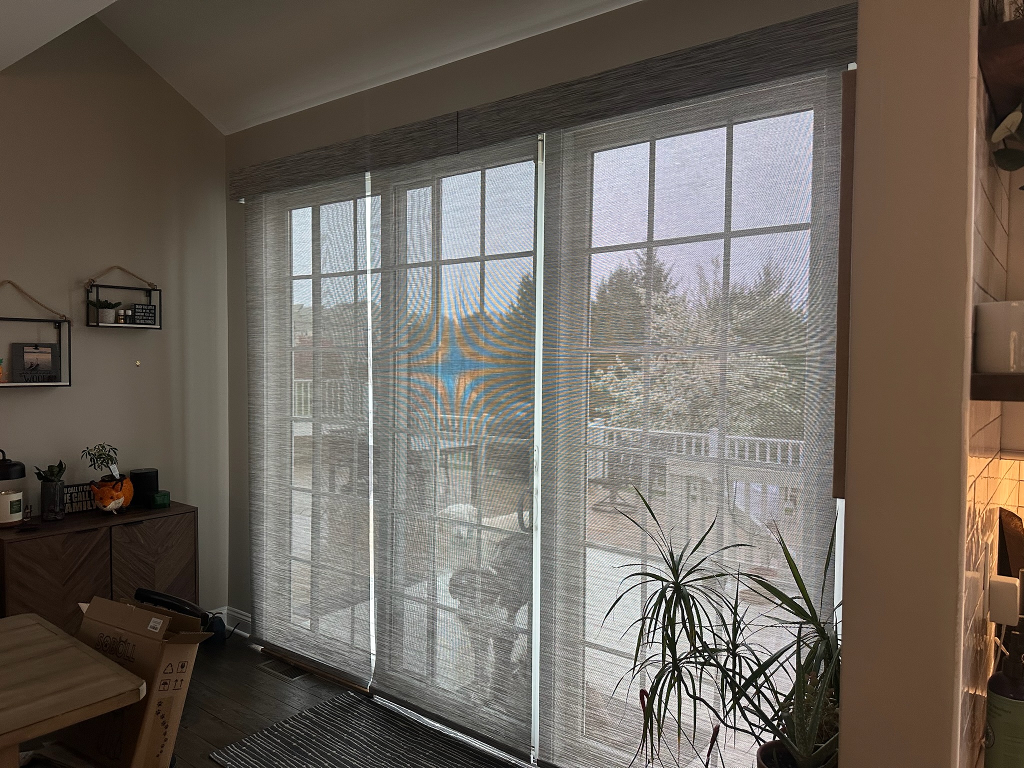 Light filtering solar roller shades are an excellent choice for your sliding doors.