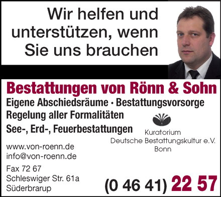 Bestattungsinstitut von Rönn & Sohn, Schleswiger Straße 61a in Süderbrarup