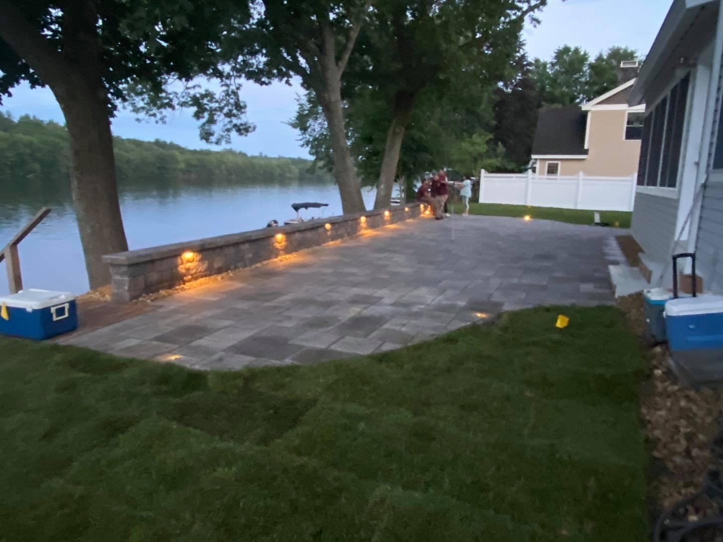 Patio and retaining wall