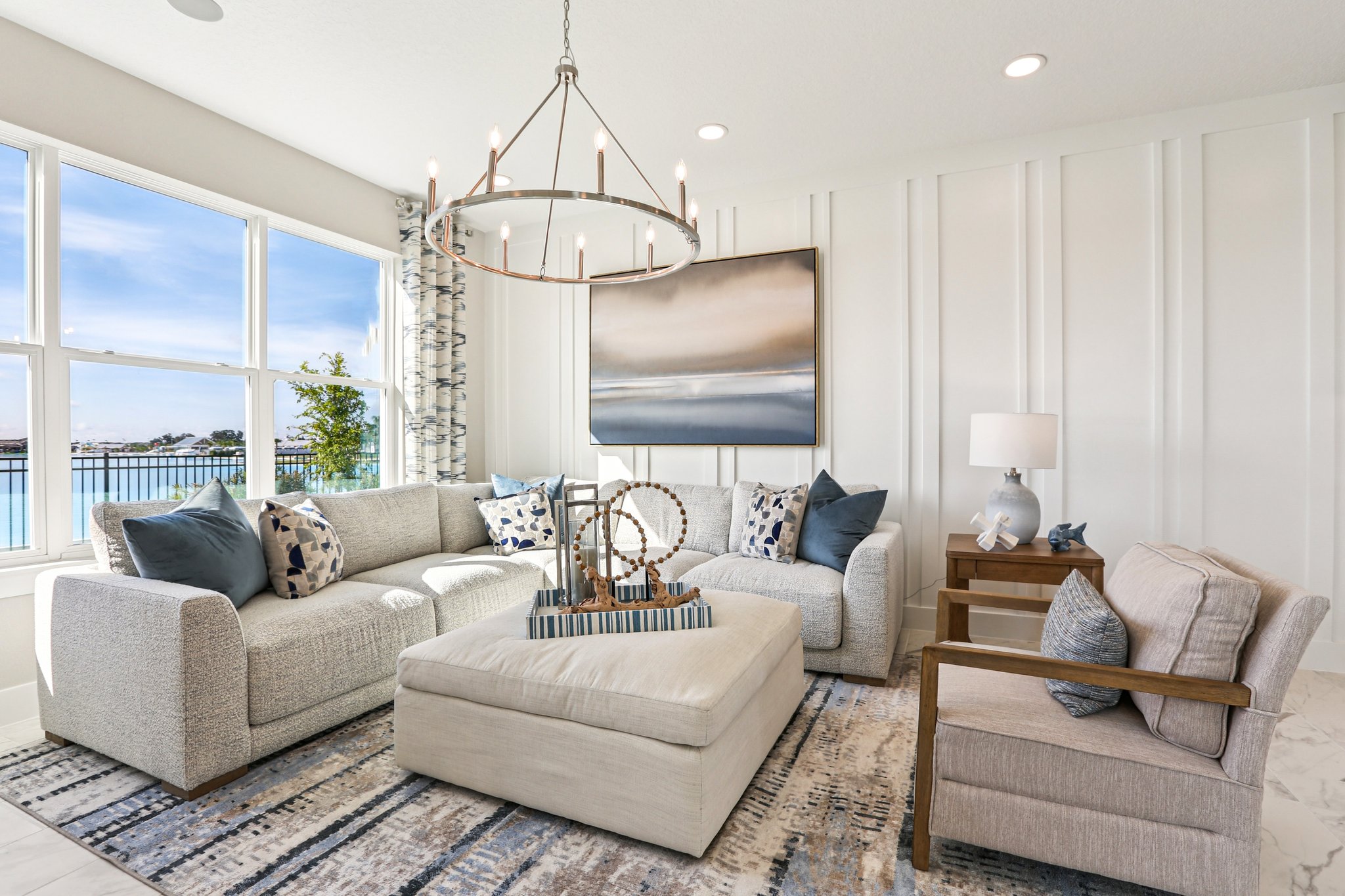 The Living Room of a DRB Homes Bimini Home Plan at Isla Mirada in San Antonio, FL. 