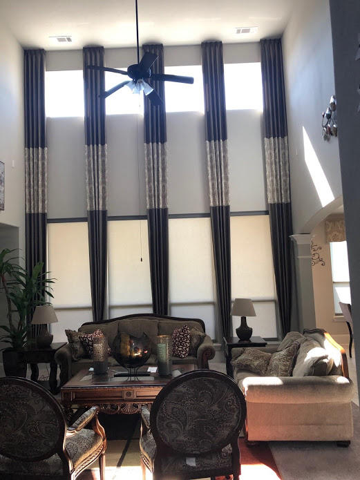 Our Richmond clients are always impressed when we install our Two-Story Drapery Panels. Our full-sized window coverings can completely upgrade the look of any home.