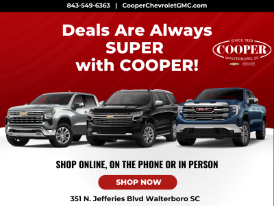 The Deals are Always SUPER with COOPER!  Cooper Chevrolet GMC in Walterboro SC