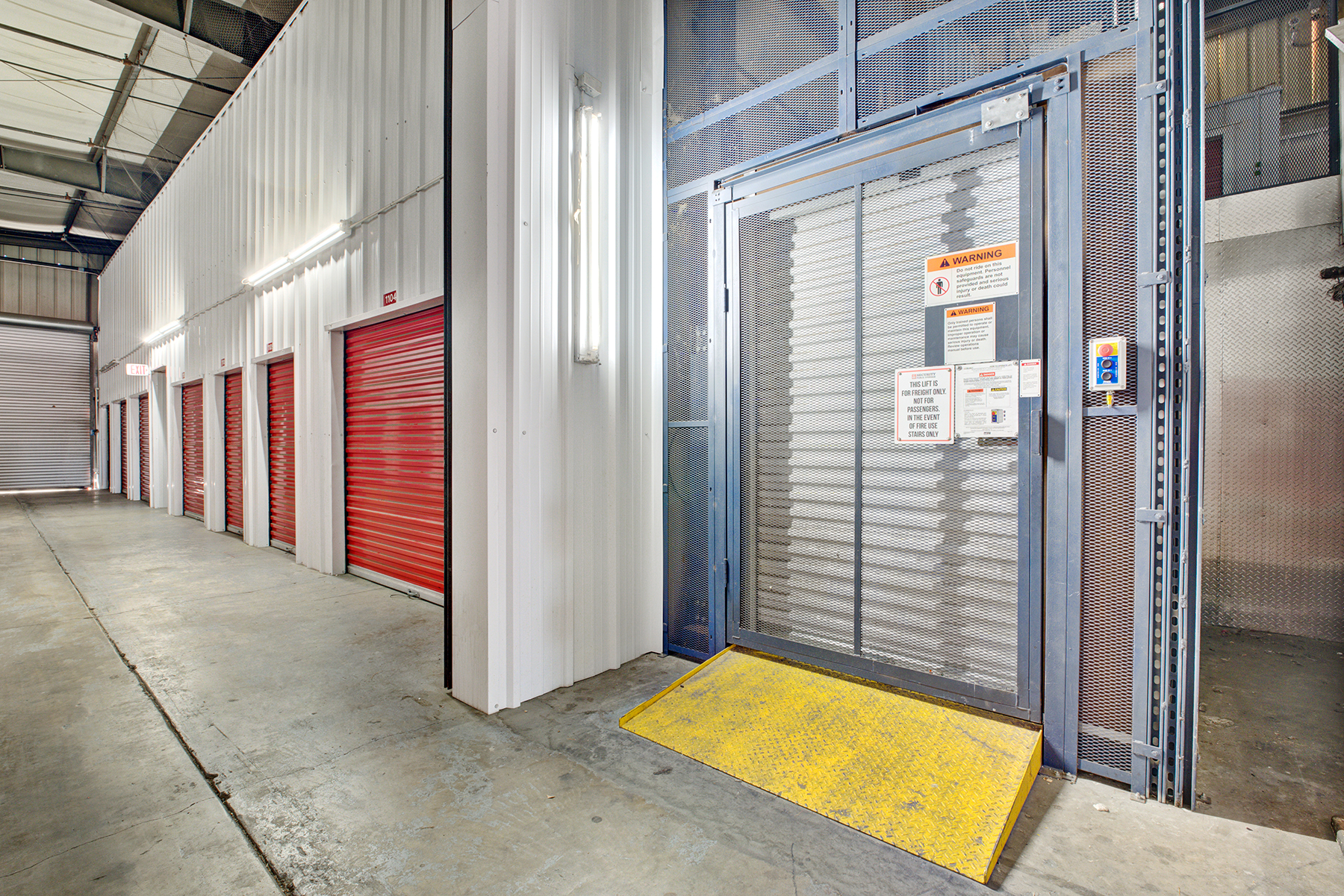Freight Elevator for easy access to your self storage unit in Sacramento.