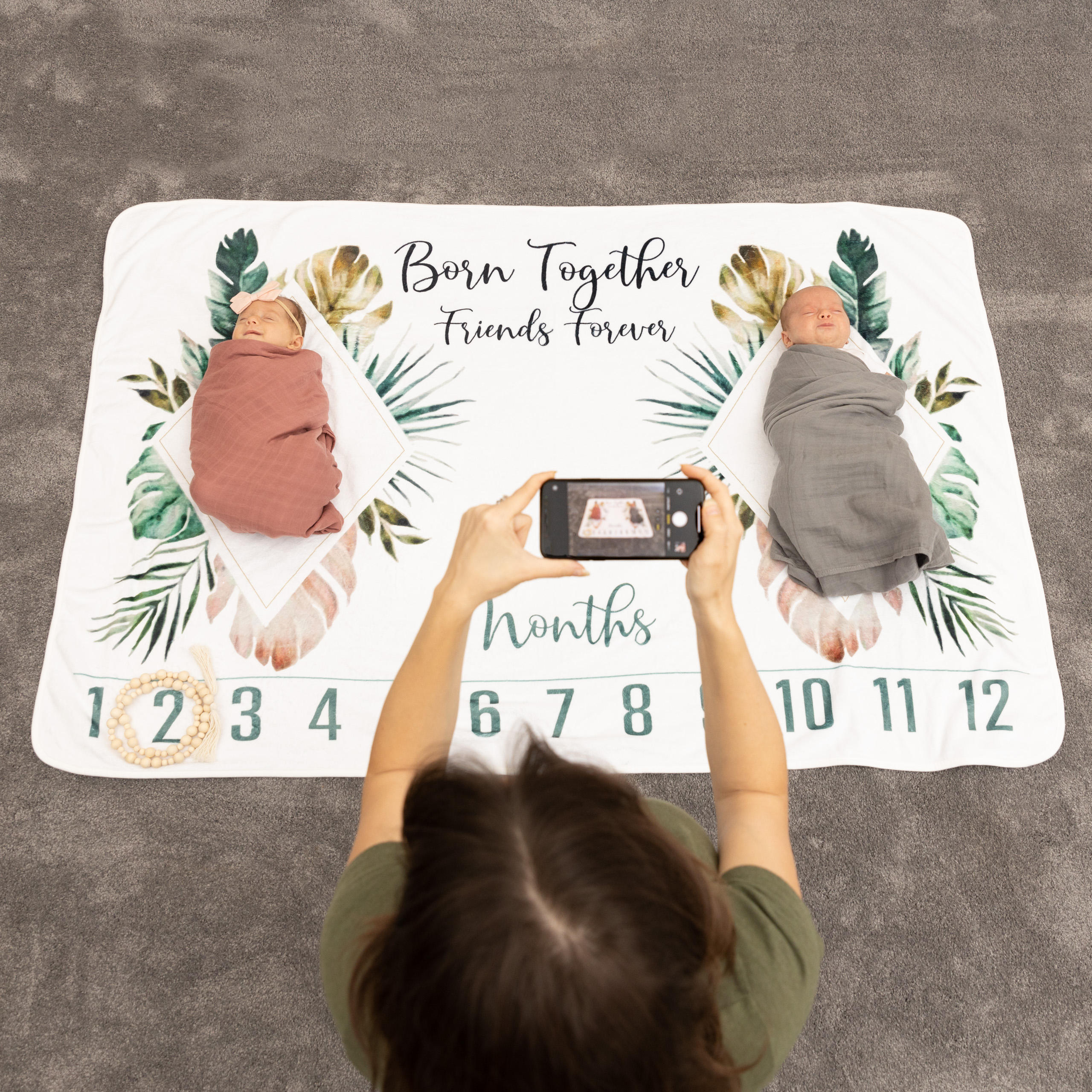 TWIN MILESTONE BLANKET: TWINS on the way? It takes TWO to make a thing go right it takes TWO to make it out of sight. Here is a sweet way to celebrate the birth of twin babies. Sweet option to share the month's celebration on Social Media, Calendar, Baby Books, Birthday Invitations, and more