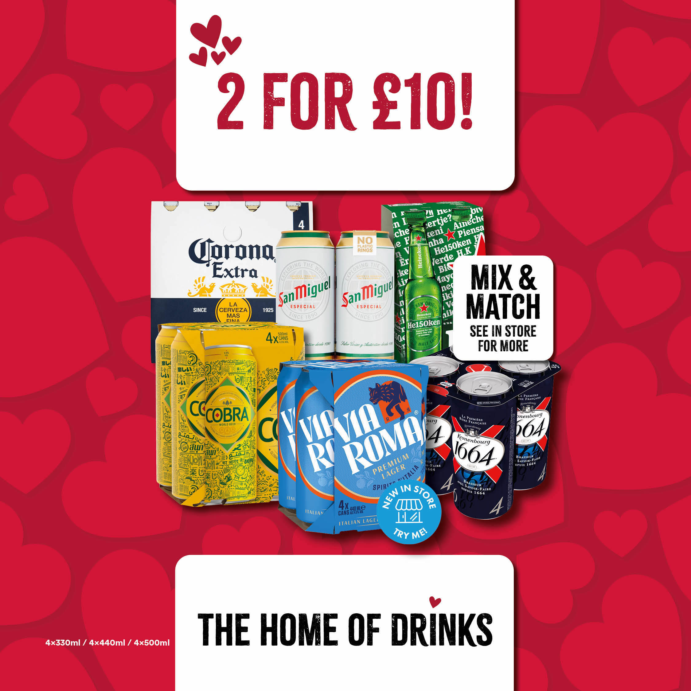 2 for £10 on selected small pack beers