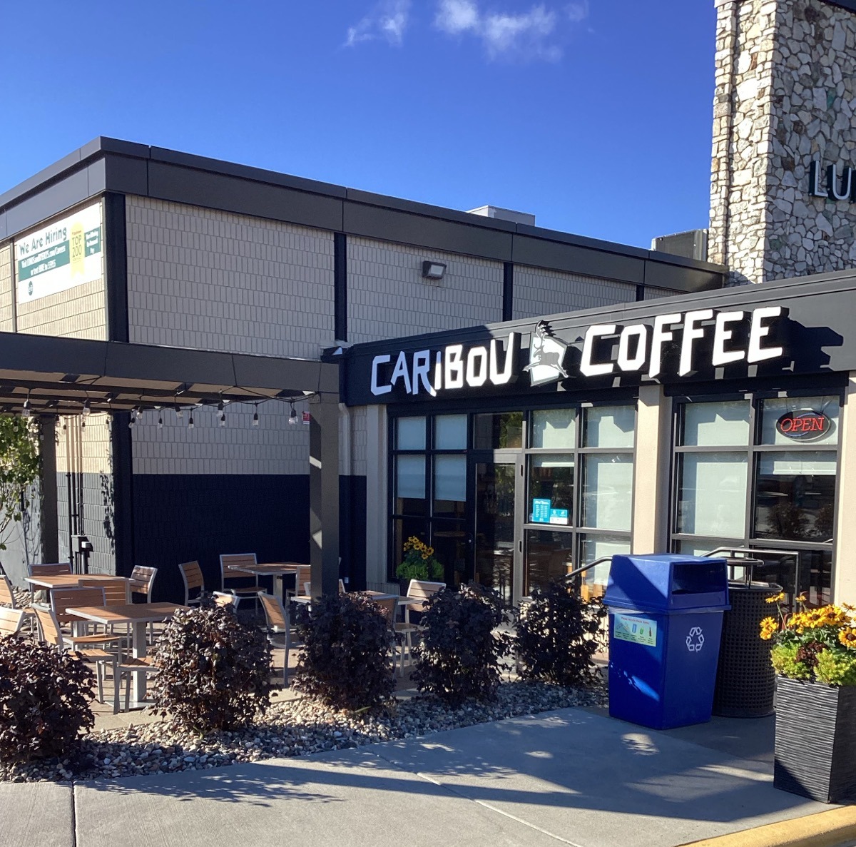 Storefront of the Caribou Coffee at 6228 Penn Avenue South in Richfield