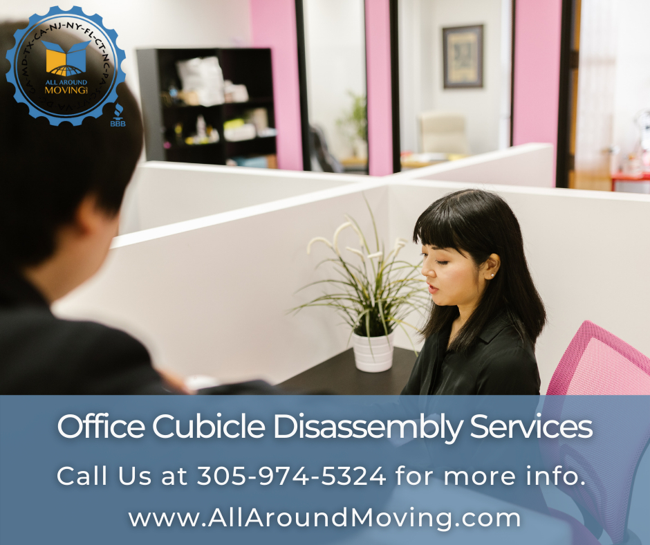 All Around Moving Services Company offers professional office cubicle disassembly services to ensure a smooth and efficient process. Whether you're relocating your office or rearranging your workspace, their dedicated team of experts is skilled in dismantling office cubicles of all sizes and types. With specialized tools and techniques, they ensure the careful disconnection and labeling of cubicle components for easy reassembly. Trust All Around Moving Services Company to handle your office cubicle disassembly with precision and care, saving you time and minimizing disruptions to your business operations. Contact them today for a seamless transition of your office cubicles.