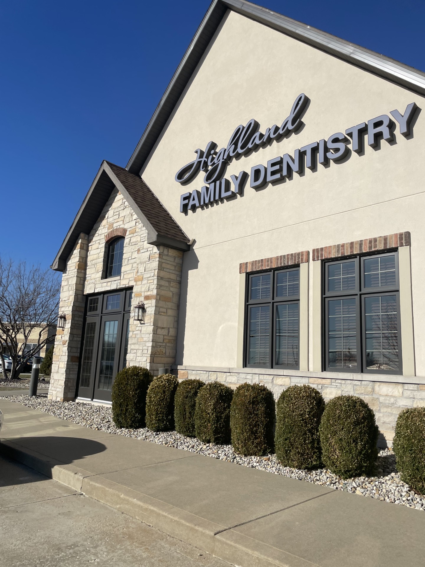 Front of office, Highland Family Dentistry. Dentist in Highland, IL. 