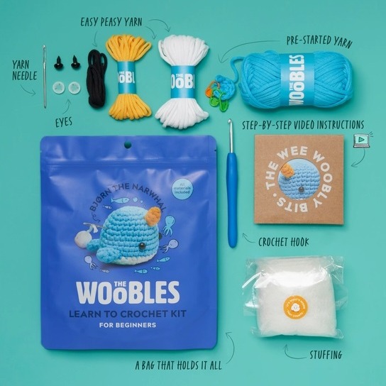 We've got The Woobles!  That sounds an awful lot like a nasty "condition", but it's actually loads of fun!  Woobles is the hottest learn to crochet kit on the market and we currently have 5 designs to choose from (with more on the way).  
Each kit has everything you need to get started, including a video tutorial for each project and a pre-started crochet piece to give you a head start. 
Get your Woobles here! https://fengari.net/.../yarn/accessories-gifts_crochet-kits