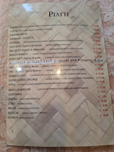Ristorante Africano Etiope Enqutatash