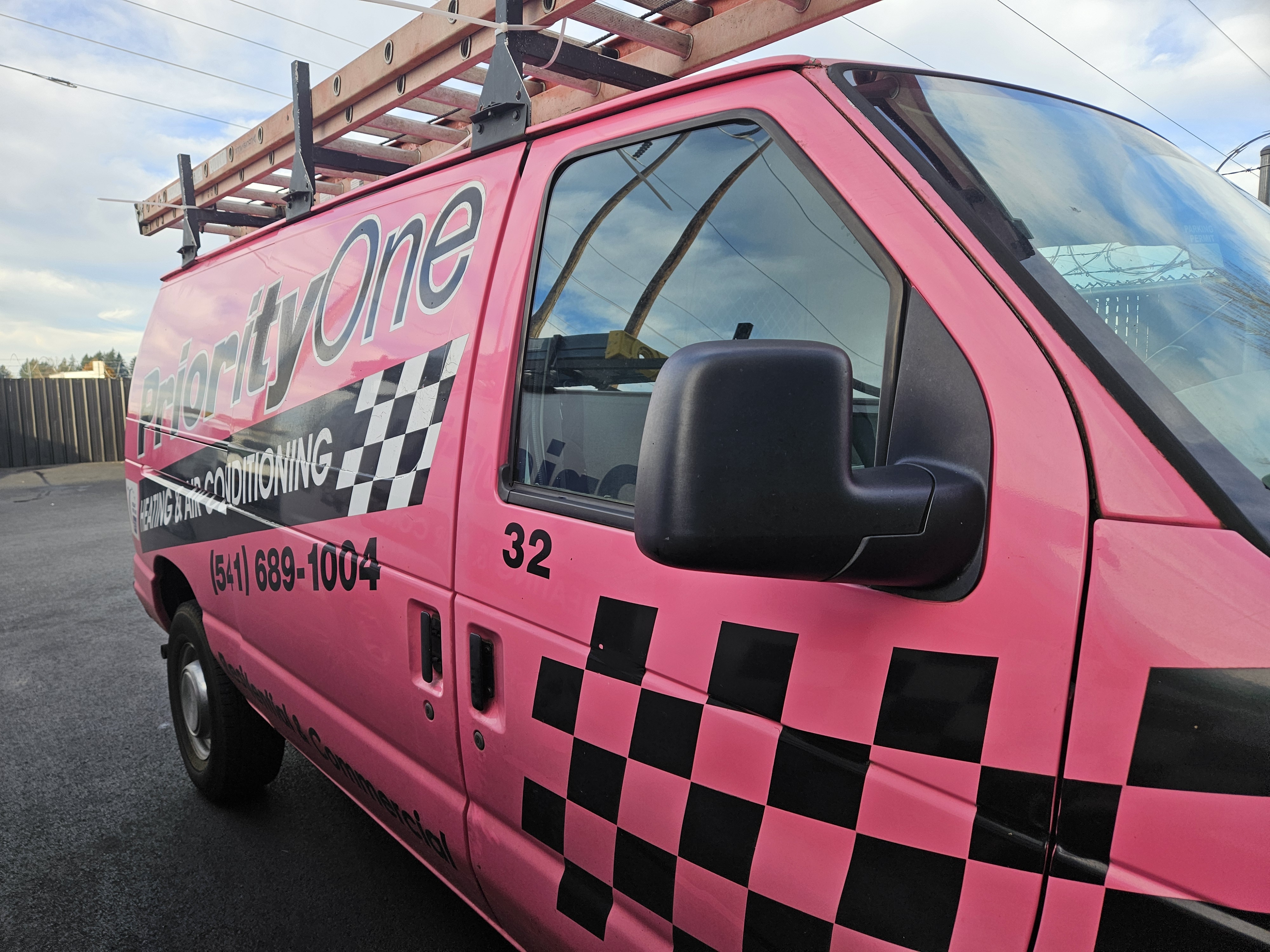 Our pink Priority One van always turns heads as it leaves Eugene and heads toward calls in Cottage Grove, Dexter, and other parts of our service area.