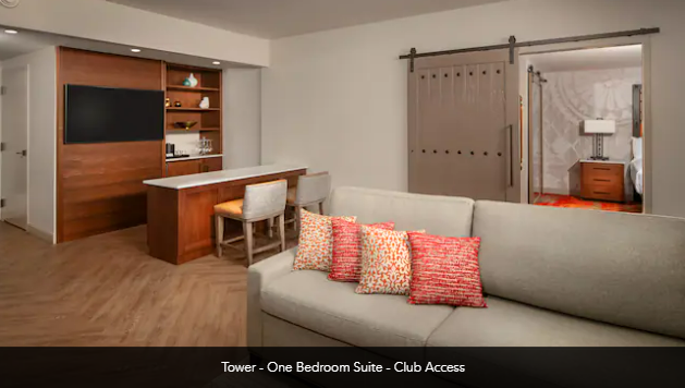 Disney's Coronado Springs Resort Tower 1 Bedroom Suite Sitting Area and TV