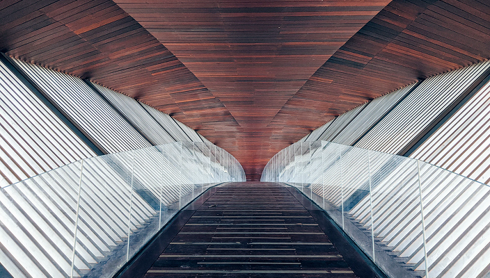 Architectural bridge interior.