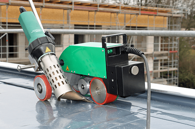 Automatic welding machine used for a commercial roofing project