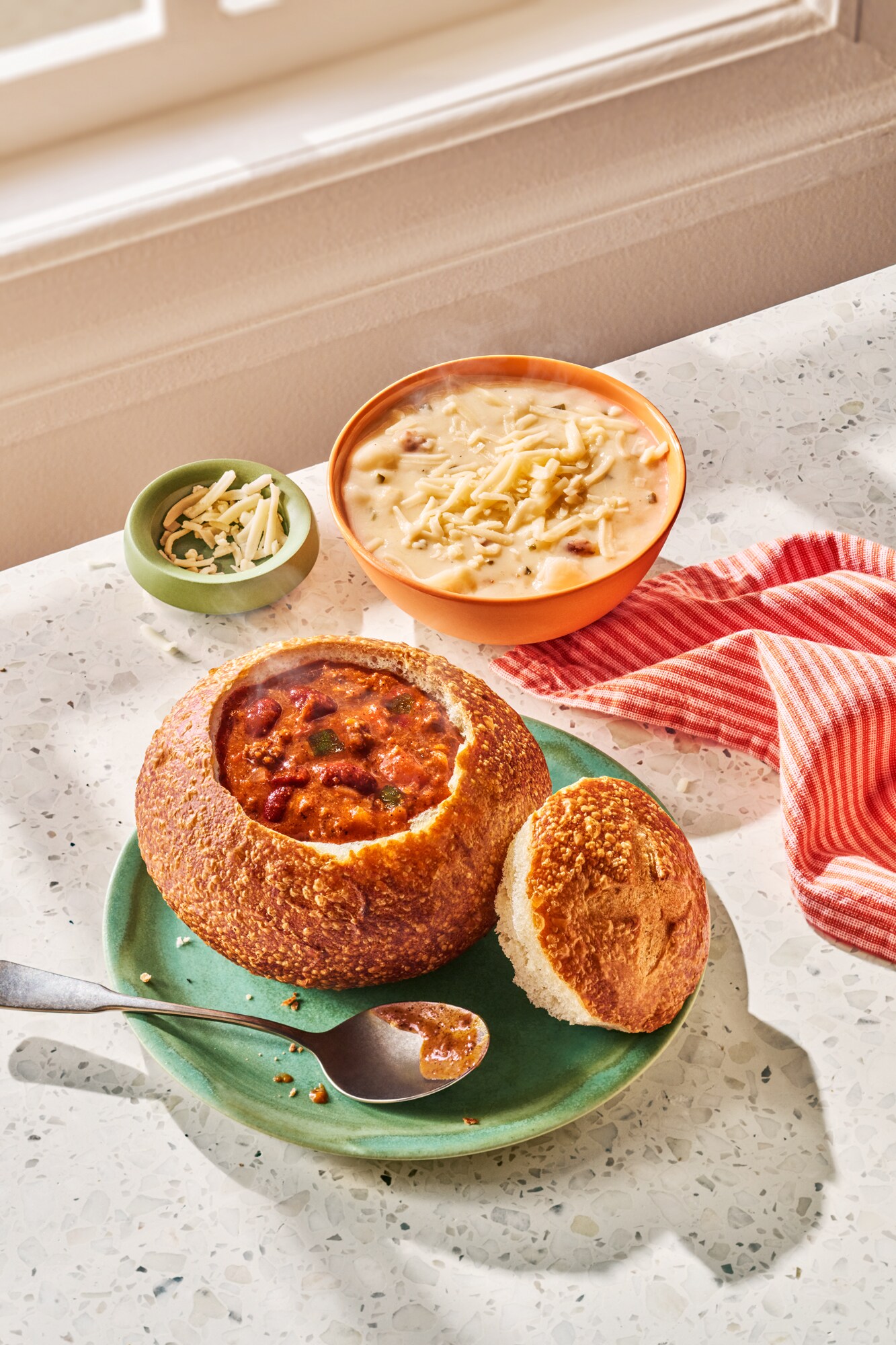 Hearty Fireside Chili & Rustic Baked Potato Soup