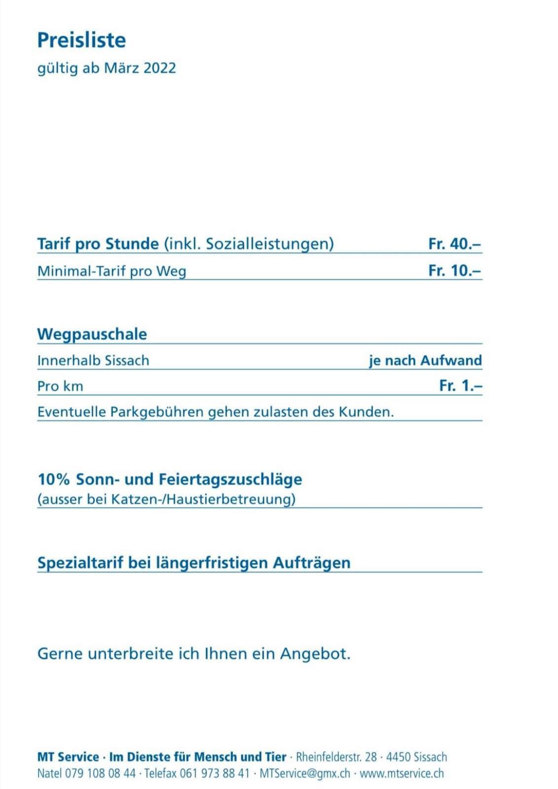 MT Service, Rheinfelderstrasse 28 in Sissach