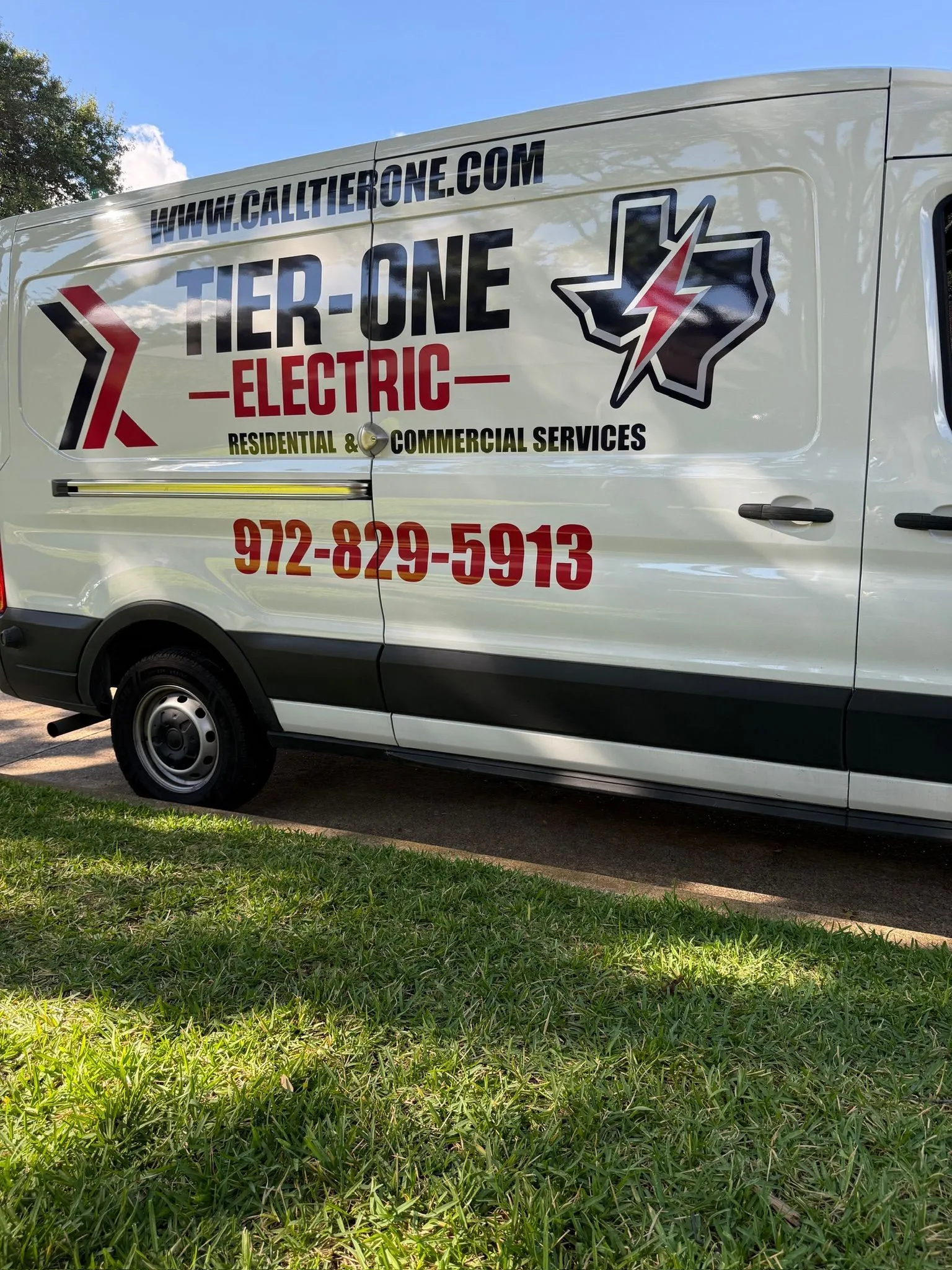 Tier One Electric service vehicle ready to provide professional electrical services for local homeowners and businesses.