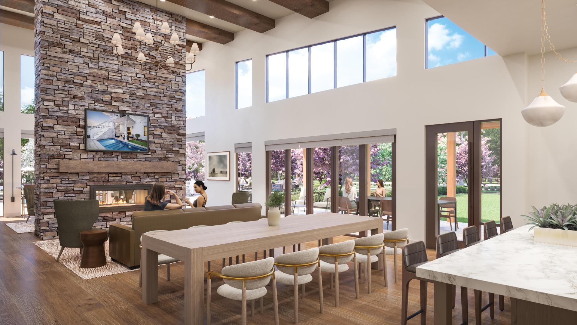 Future clubhouse with gathering spaces