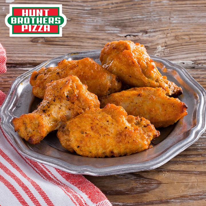 Hunt Brothers® Pizza single order of Wings - Hot 'n Spicy. Wings offer the perfect complement to Hunt Brothers® Pizza. Hot 'n Spicy wings available as a single or double order, or party size!