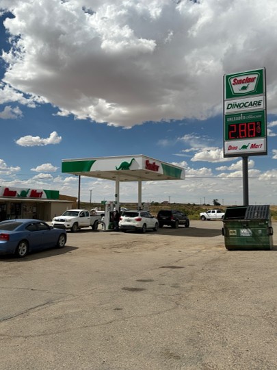 Sinclair gas station fueling island