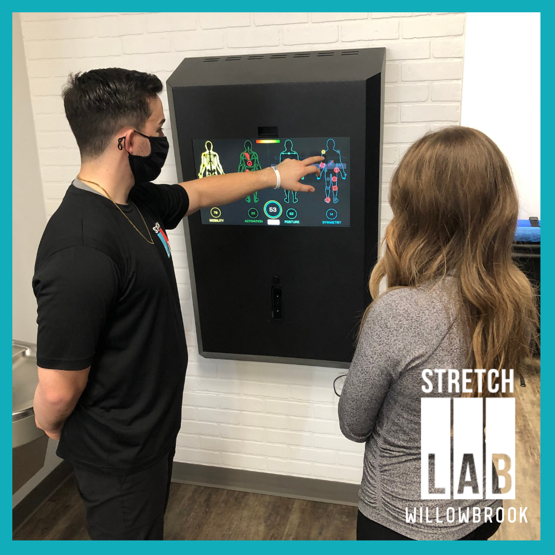 Our M.A.P.S. machine is the first thing we'll do for a first time visitor. It measures Mobility, Activation( of your muscles), Posture, and Symmetry.