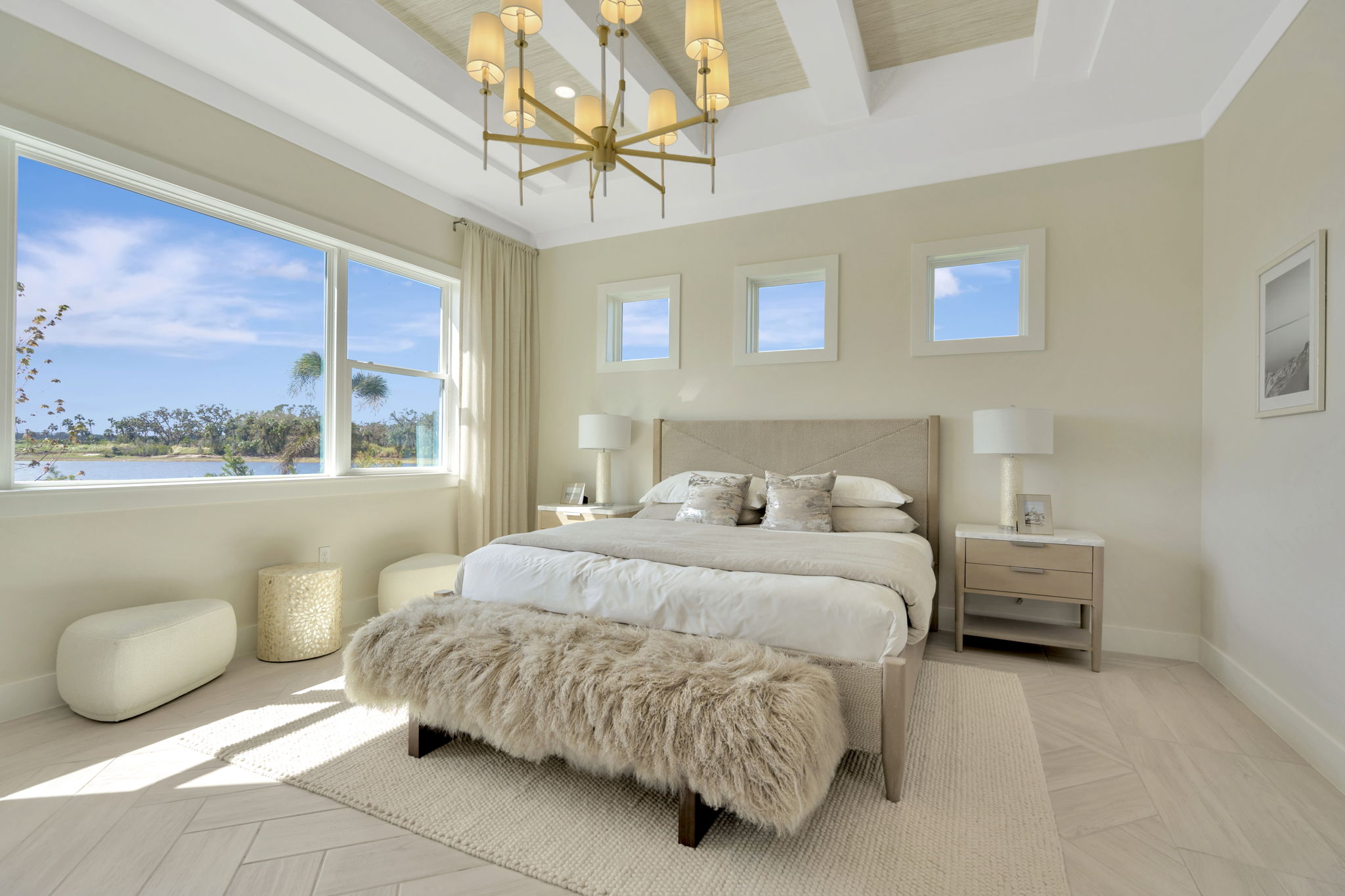 The Primary Bedroom of a DRB Homes Sabal Home Plan at Biscayne Landing at Seaire in Parrish, FL.
