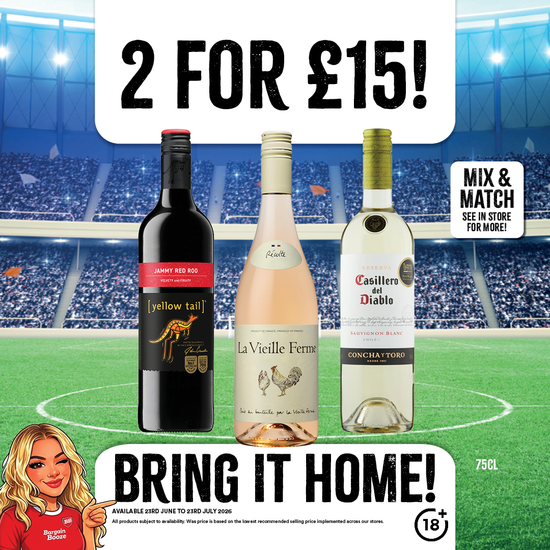 2 For £15 on selected wines