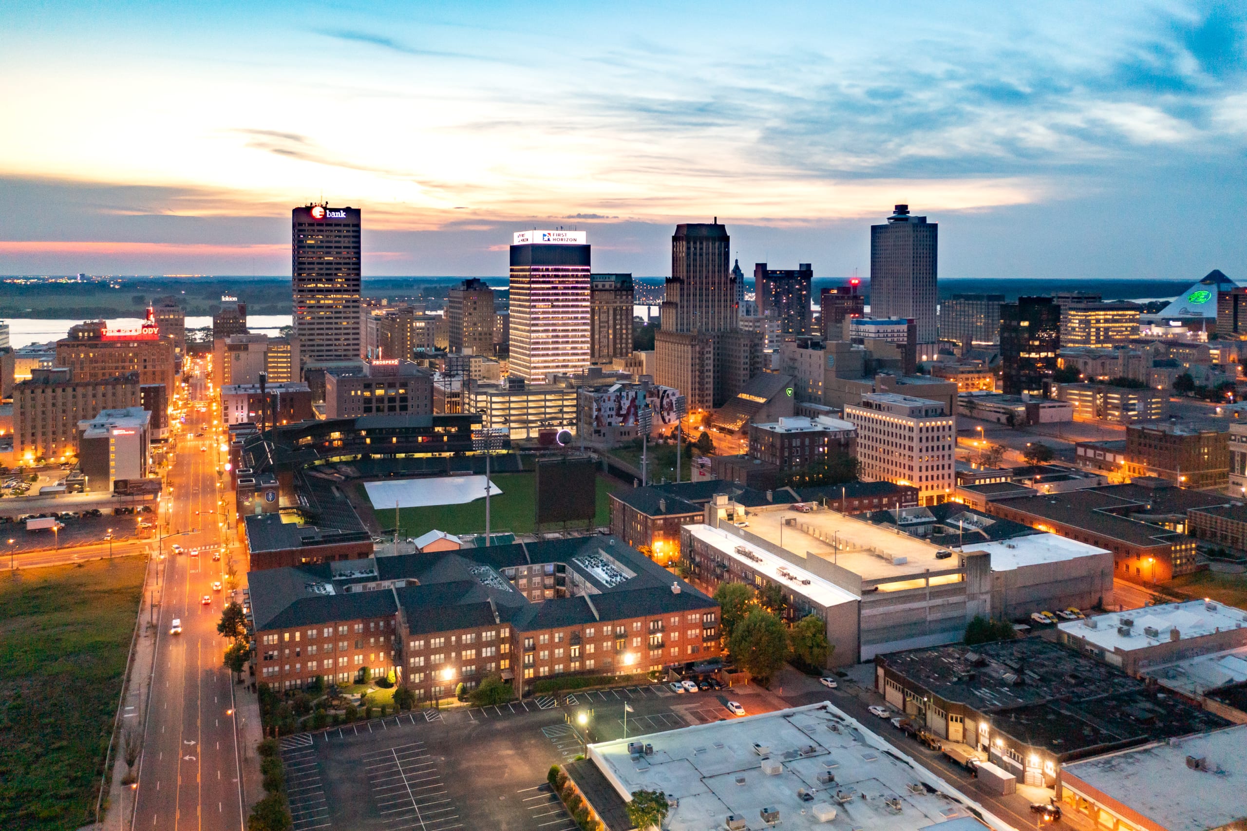 Aerial view of the neighborhood