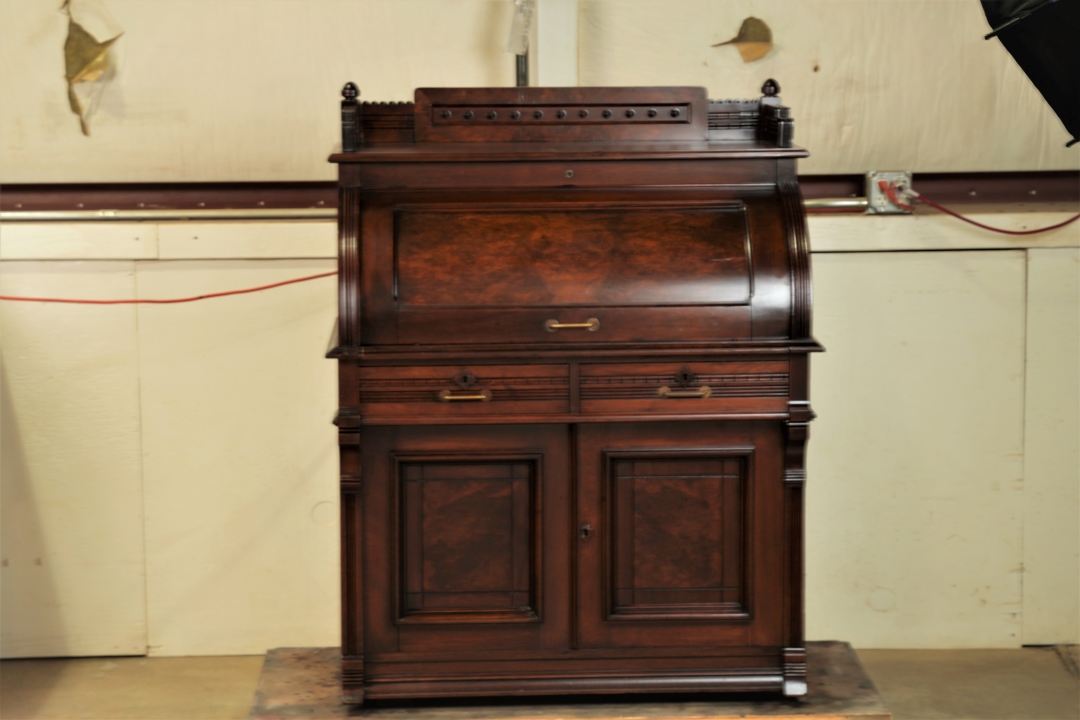Antique Cylinder Roll Top Desk After Restoration